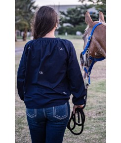 BLUSA MANGA LONGA COM MARTINGALE - MARINHO