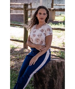 T-SHIRT CAVALOS AQUARELA - BEGE