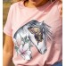 T-SHIRT HORSE - ROSA