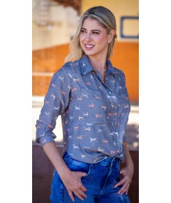 CAMISA MANGA LONGA - ESTAMPADA AZUL